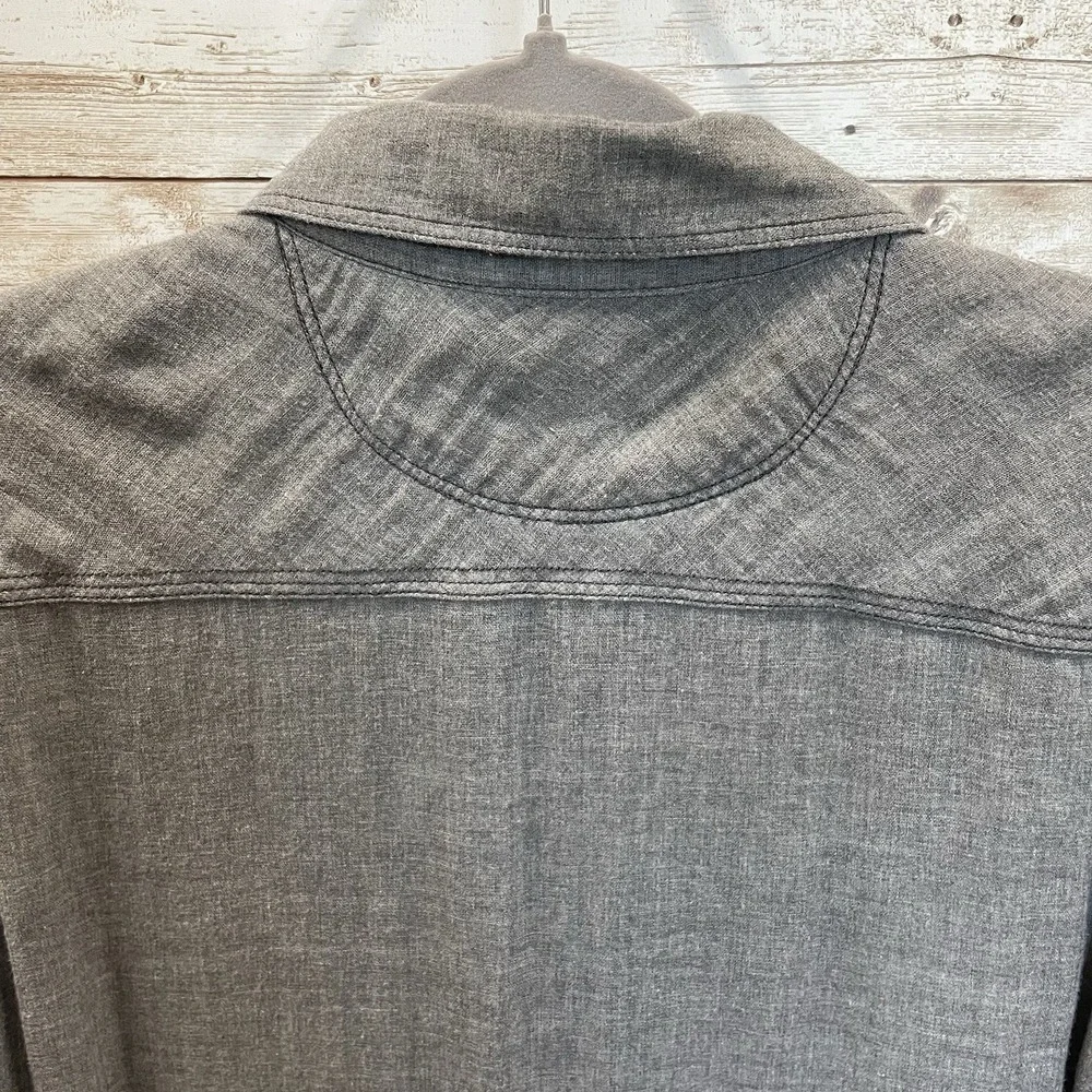 Converse Mens L Shirt‎ One Star Gray Button Up Pockets Long Sleeve 100% Cotton